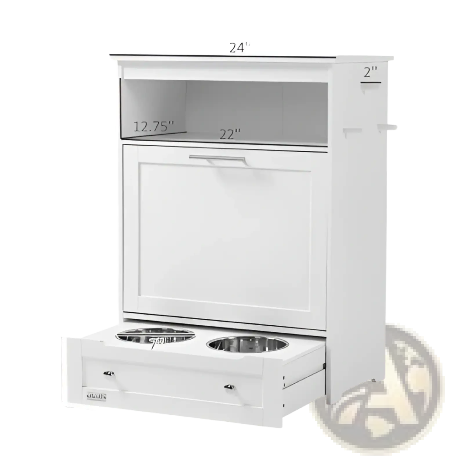 Pet Feeder Station with Dog Food Storage Cabinet
