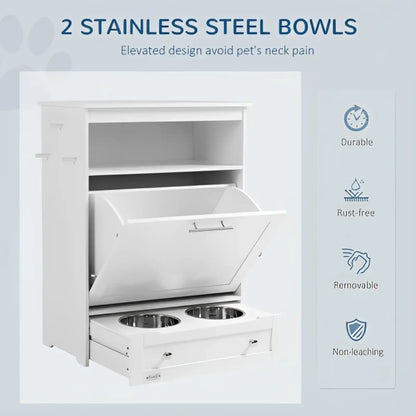 Pet Feeder Station with Dog Food Storage Cabinet