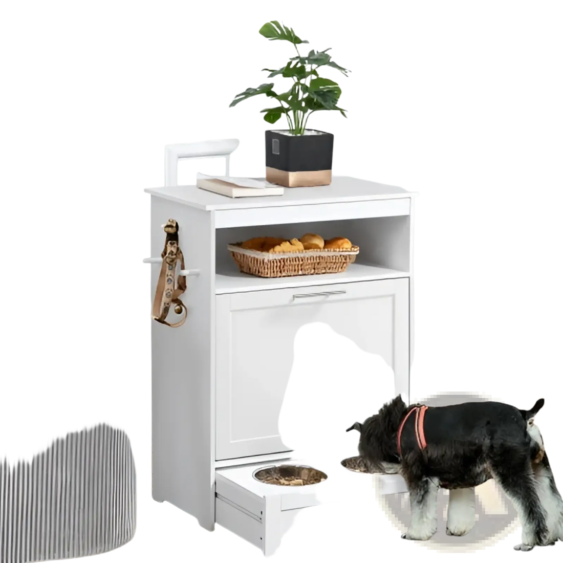 Pet Feeder Station with Dog Food Storage Cabinet