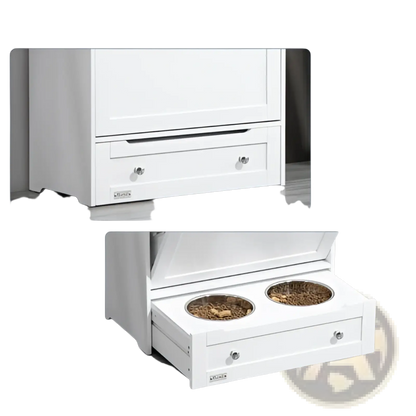 Pet Feeder Station with Dog Food Storage Cabinet