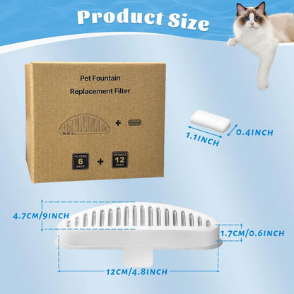 Pet Fountain Replacement Filter and Cotton Pad Kit