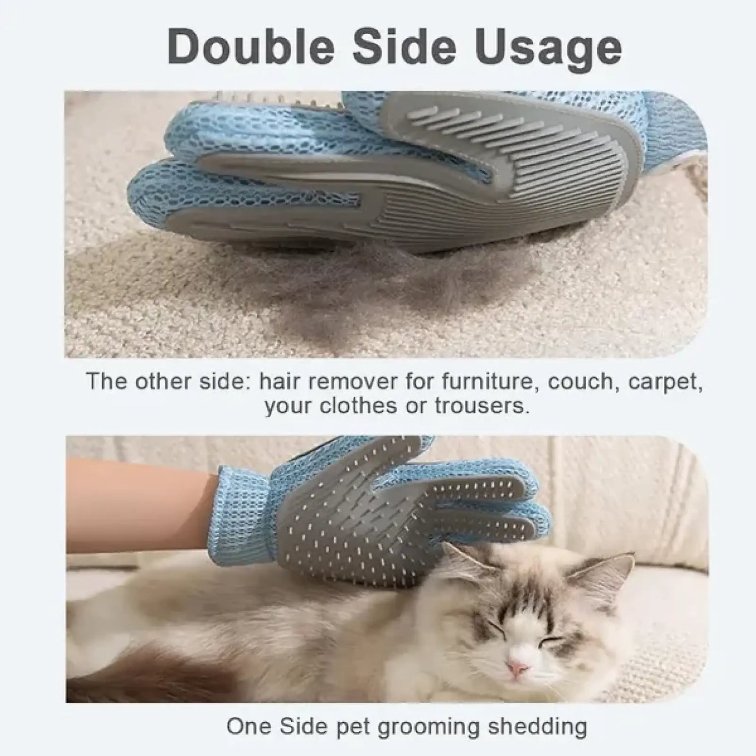 Pet Grooming Glove 2 in 1 Deshedding Massage Brush