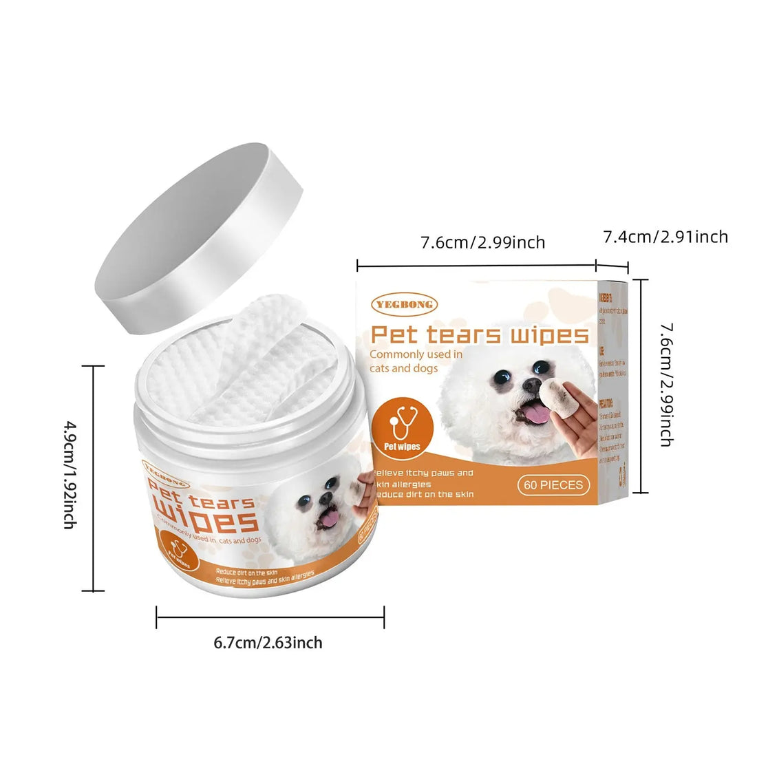 Pet Tear Stain Remover Wipes with Aloe Vera 130ct