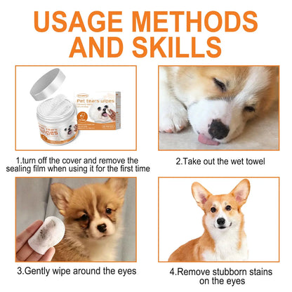 Pet Tear Stain Remover Wipes with Aloe Vera 130ct