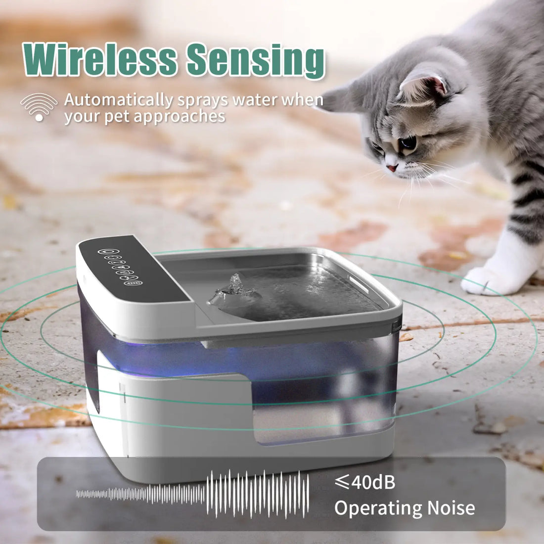 Pet Water Fountain Wireless Sensor Uv Light Pump