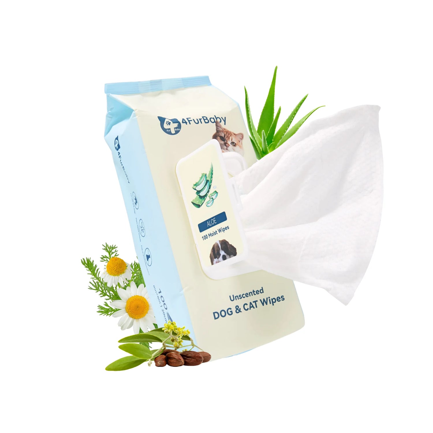 4FurBaby Dog &amp; Cat Grooming Wipes, Plant-Based, Hypoallergenic, 400 Count