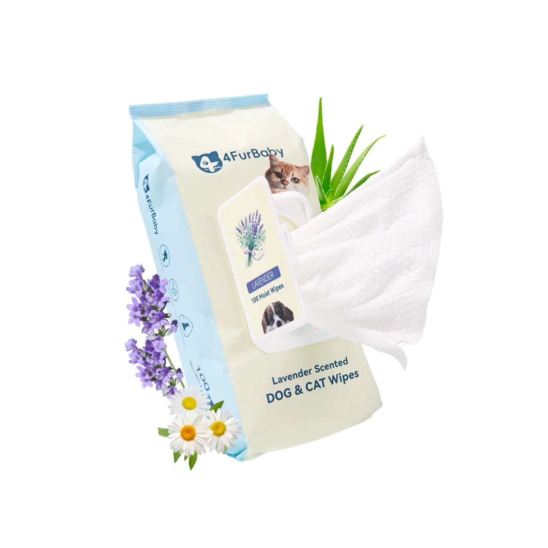 4FurBaby Dog &amp; Cat Grooming Wipes, Plant-Based, Hypoallergenic, 400 Count