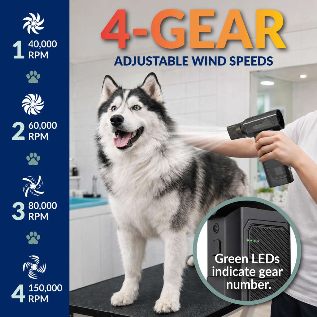 Katziela Pet Hair Blower &amp; Vacuum – Powerful Dog &amp; Cat Hair Remover for Couch, Carpet, Car Seats &amp; Pet Beds 16,000Pa Suction, 90,000 RPM Cordless Pet Hair Cleaner with Attachments.