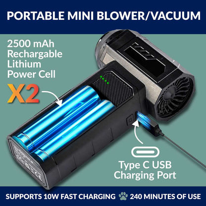 Katziela Pet Hair Blower &amp; Vacuum – Powerful Dog &amp; Cat Hair Remover for Couch, Carpet, Car Seats &amp; Pet Beds 16,000Pa Suction, 90,000 RPM Cordless Pet Hair Cleaner with Attachments.