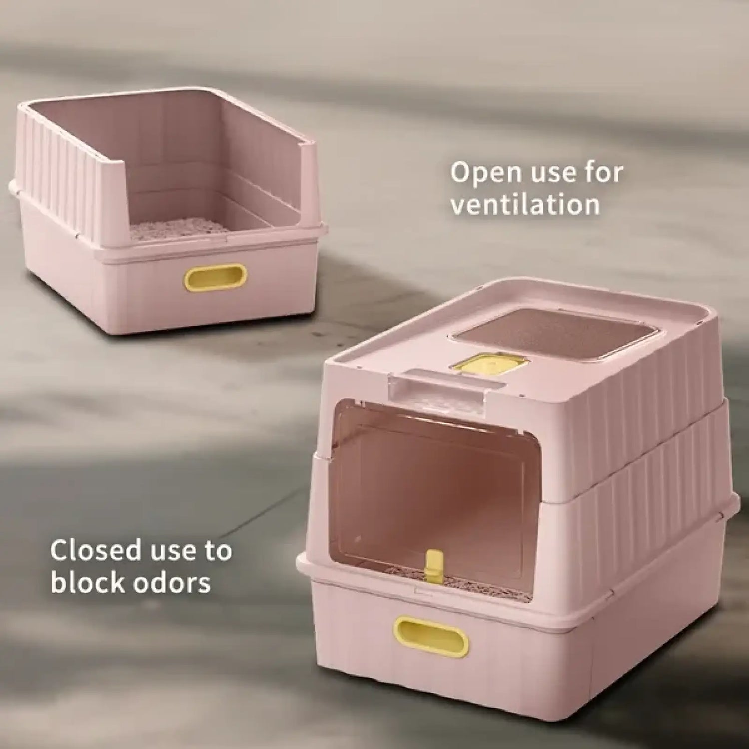 Pink Cat Litter Box with Drawer and Scoop Accessory