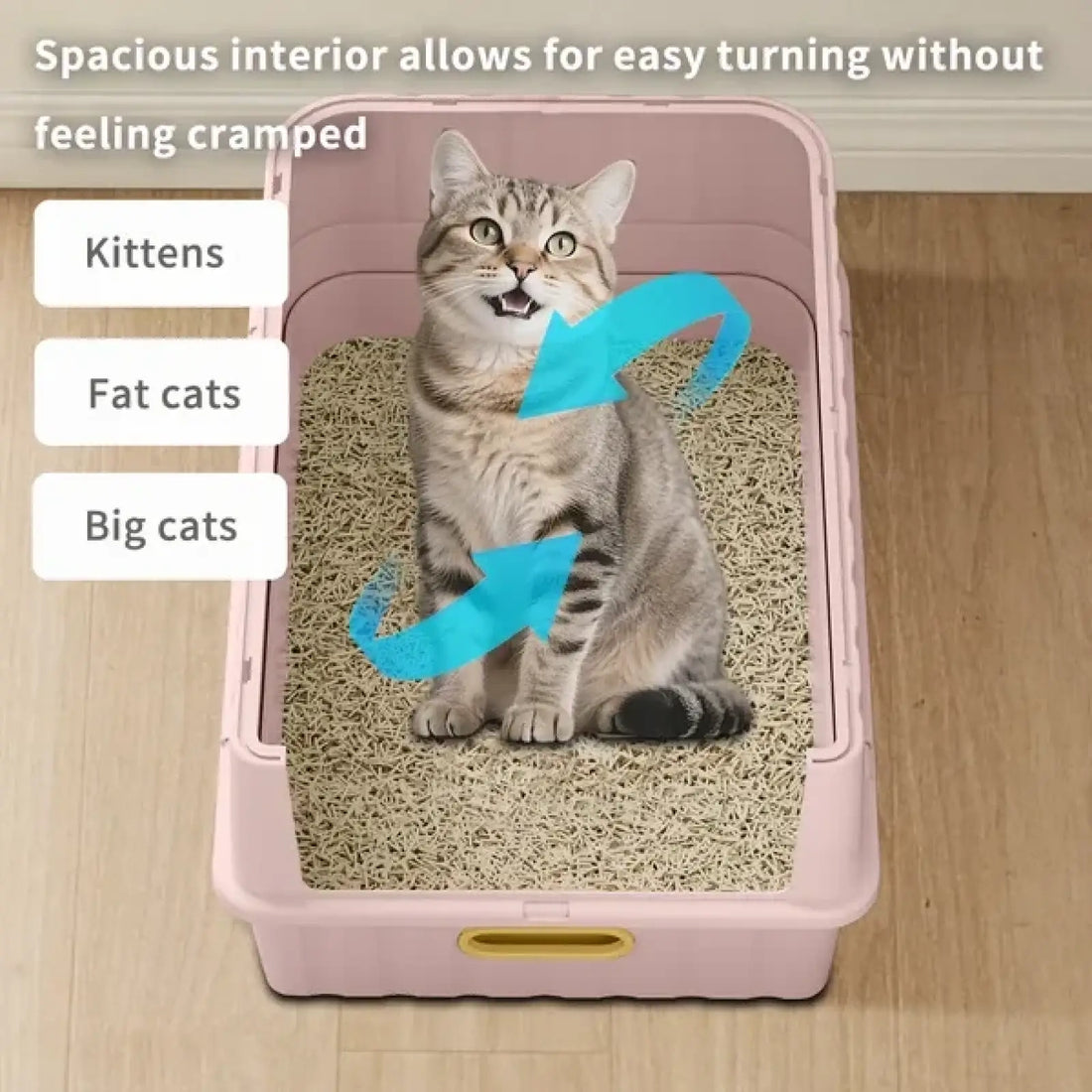 Pink Cat Litter Box with Drawer and Scoop Accessory