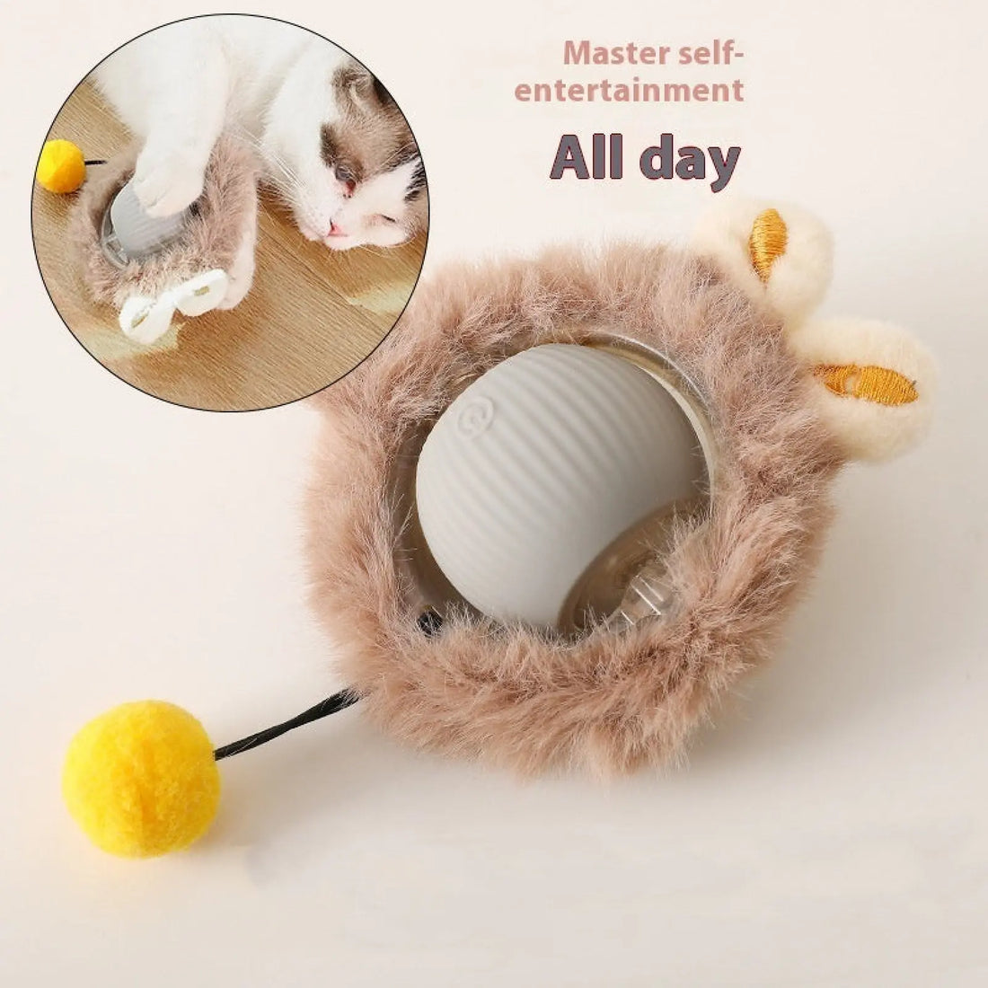 Plush Cat Ball Rolling Toy for Boredom Relief