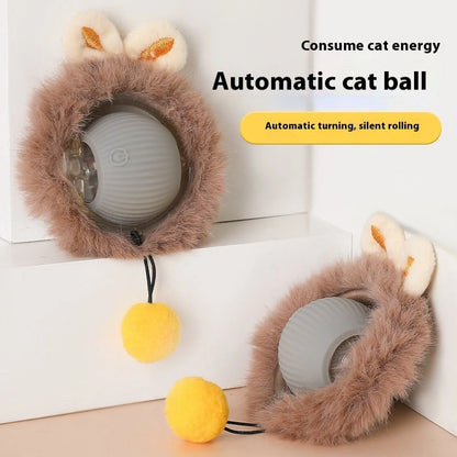 Plush Cat Ball Rolling Toy for Boredom Relief