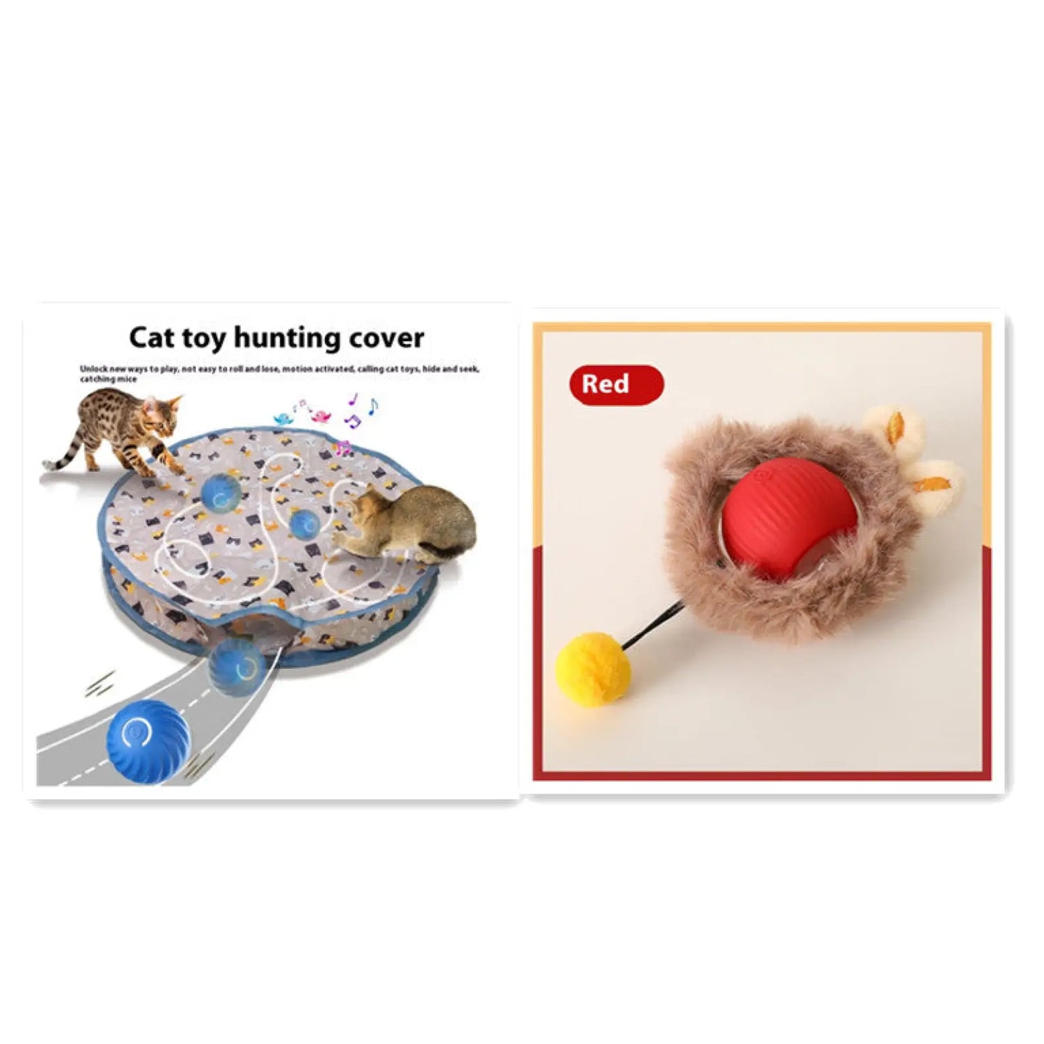Plush Cat Ball Rolling Toy for Boredom Relief