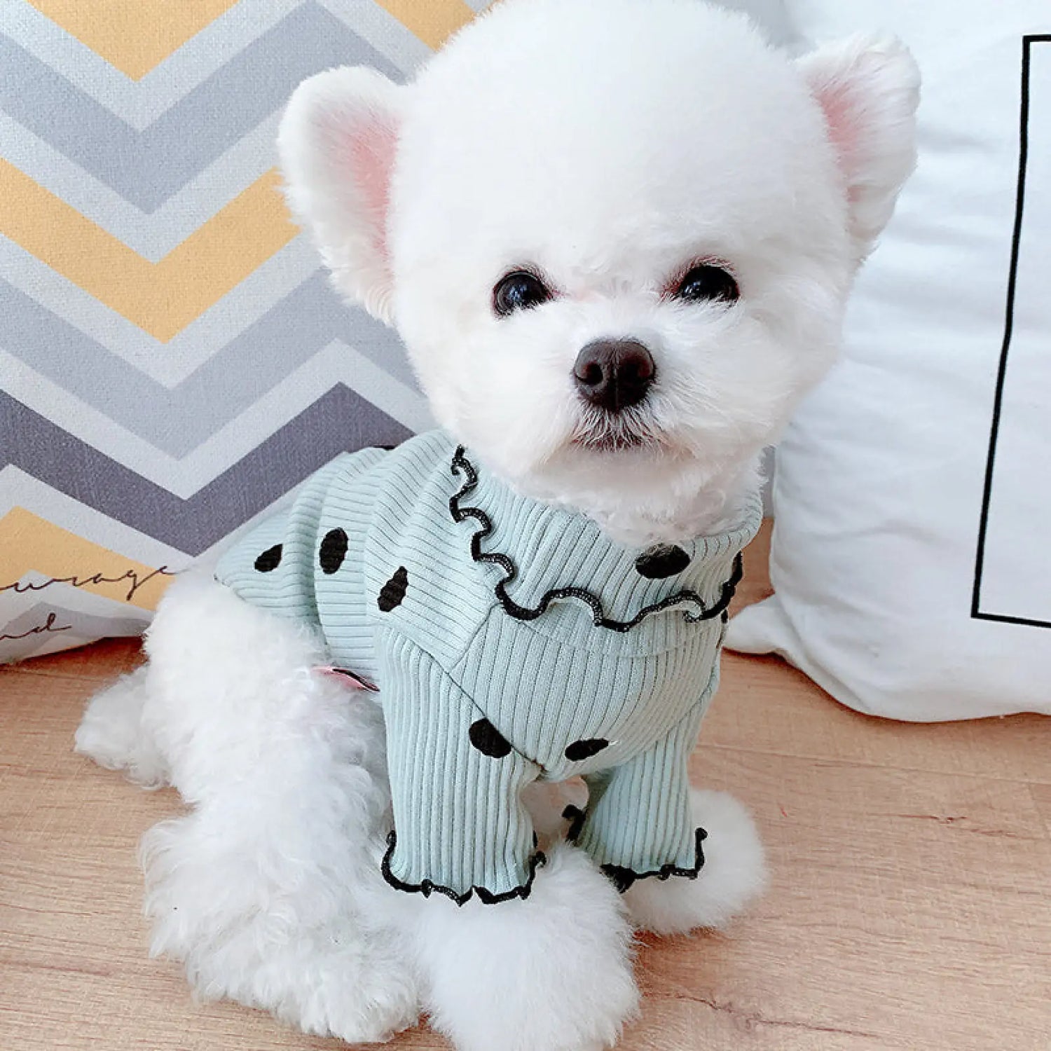 Polka Dot Dog Turtleneck Cotton Bottoming Shirt