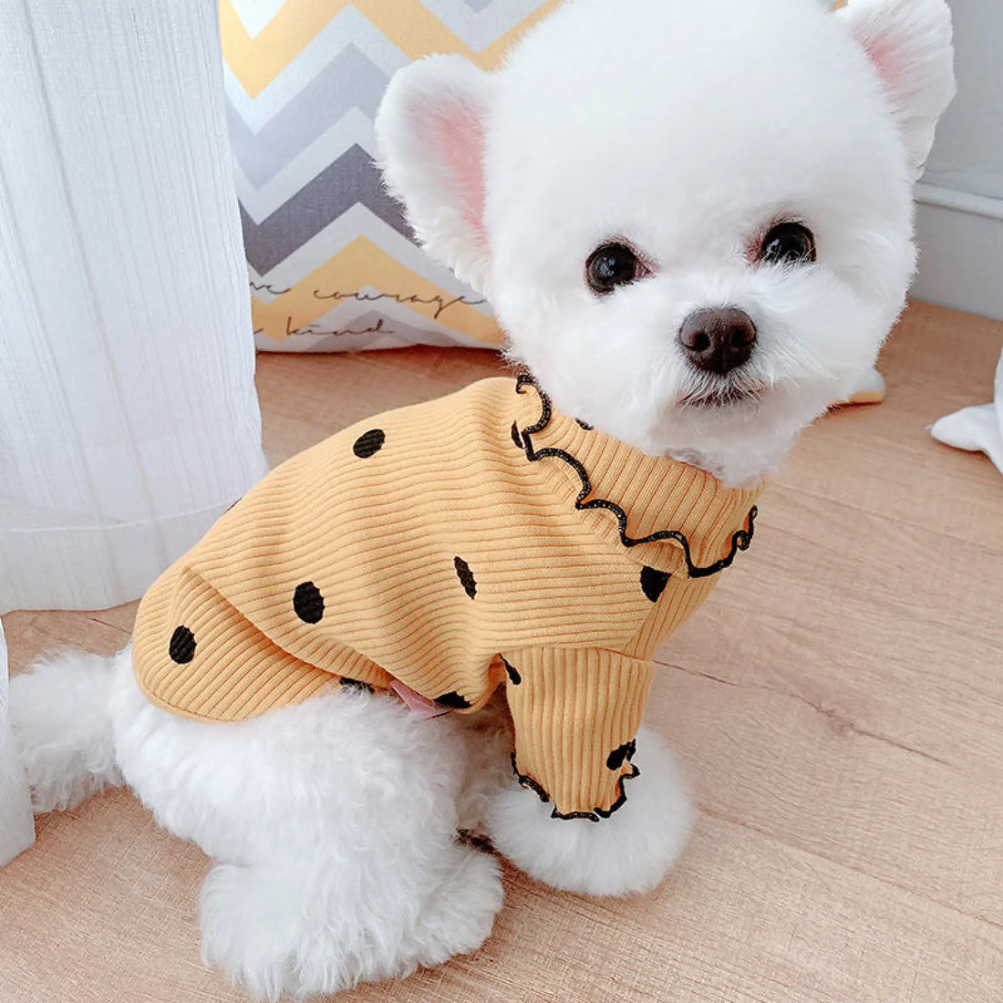 Polka Dot Dog Turtleneck Cotton Bottoming Shirt