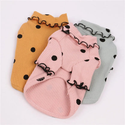 Polka Dot Dog Turtleneck Cotton Bottoming Shirt