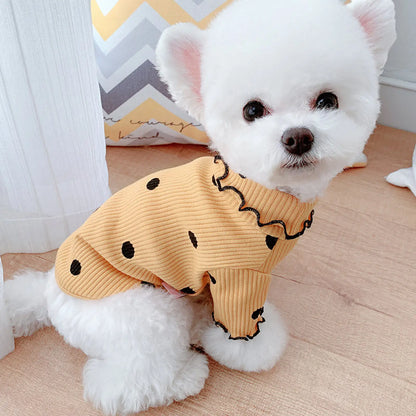 Polka Dot Dog Turtleneck Cotton Bottoming Shirt