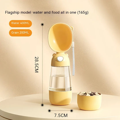 Portable Dog Water Bottle 380ml Travel Feeder Bowl