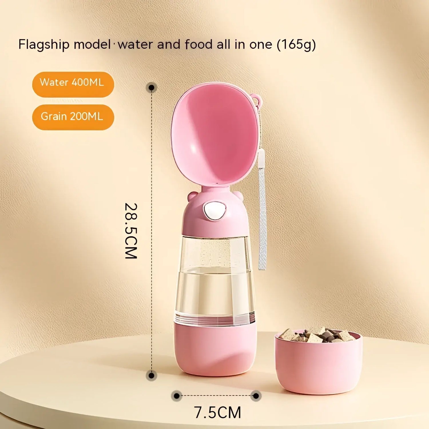 Portable Dog Water Bottle 380ml Travel Feeder Bowl