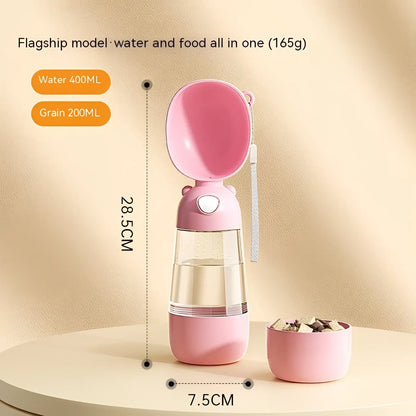 Portable Dog Water Bottle 380ml Travel Feeder Bowl