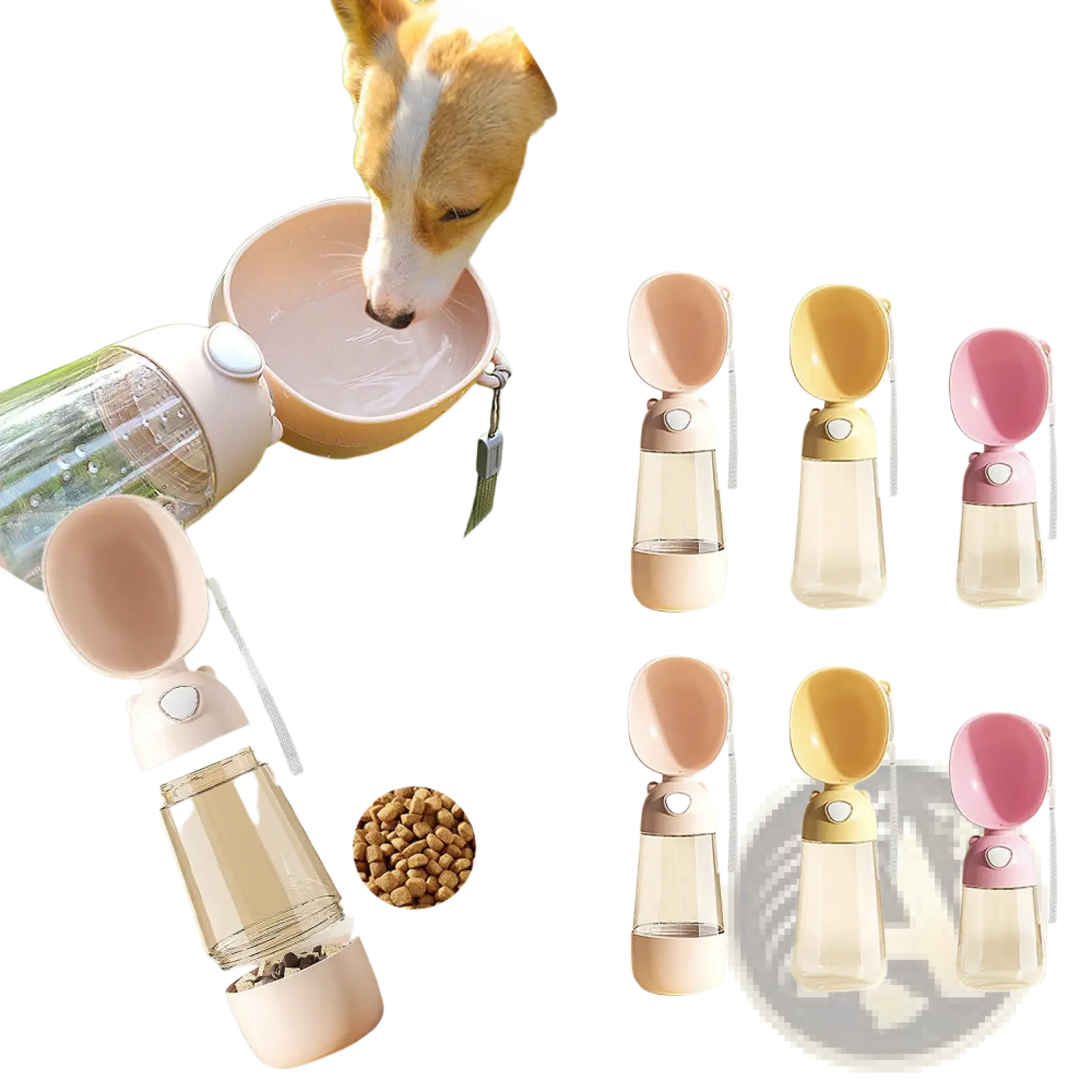 Portable Dog Water Bottle 380ml Travel Feeder Bowl