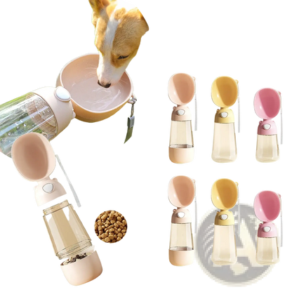 Portable Dog Water Bottle 380ml Travel Feeder Bowl