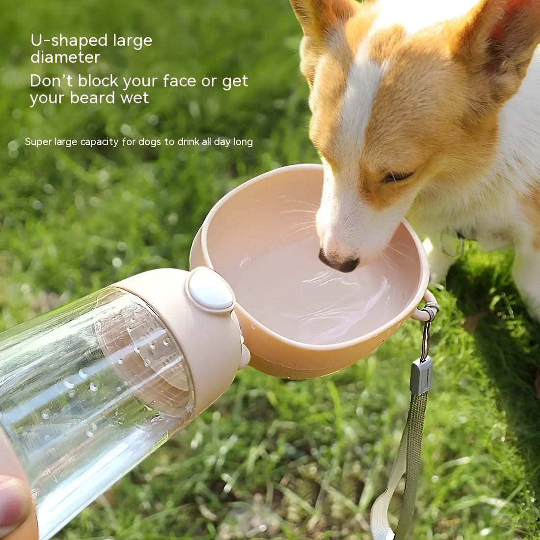 Portable Dog Water Bottle 380ml Travel Feeder Bowl