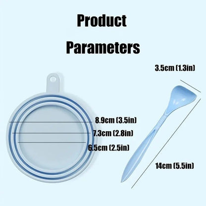 Portable Silicone Pet Food Lid and Spoon Set | 2-in-1 Can Cover and Sealer for Dogs and Cats