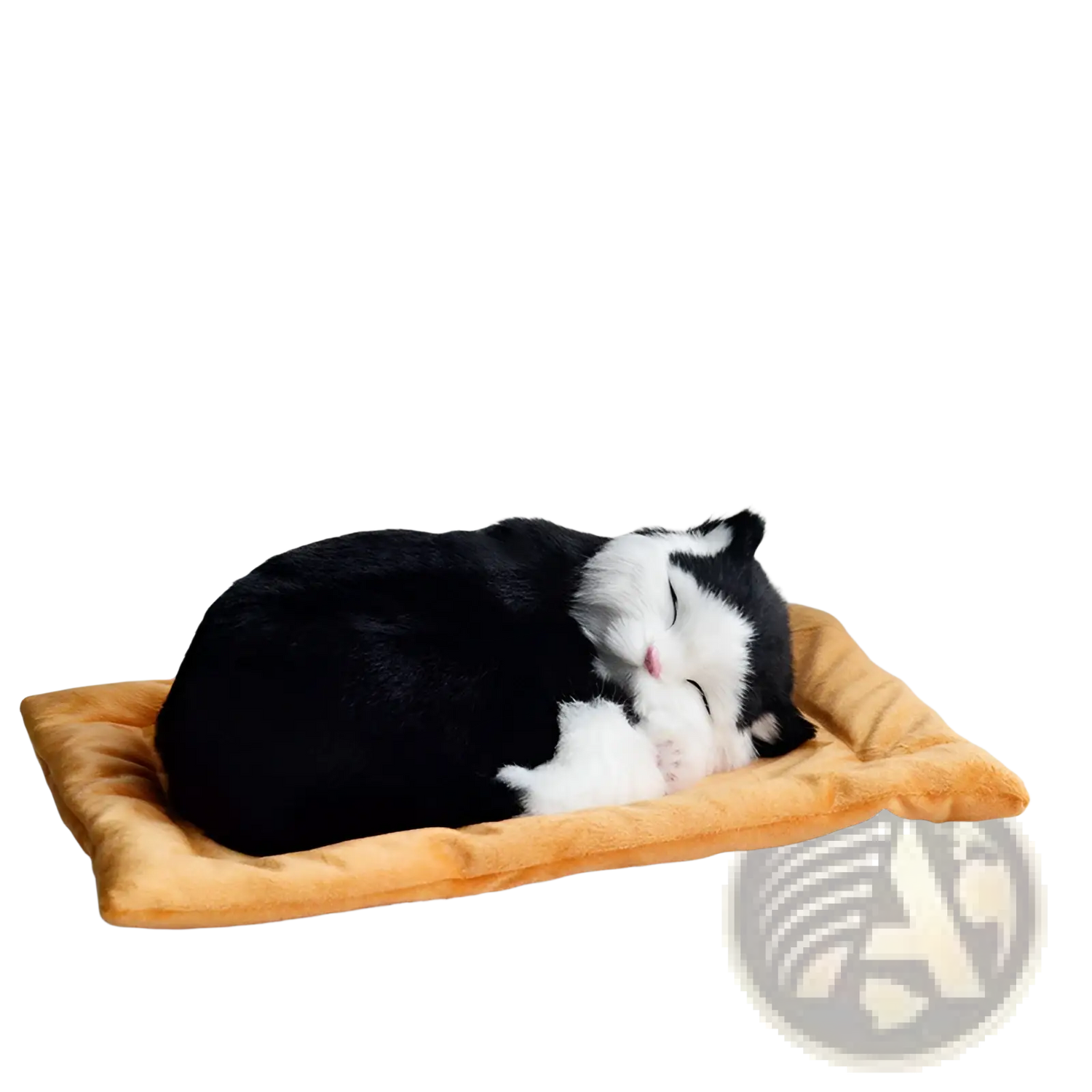 Realistic Breathing Plush Cat Figurine with Pet Bed