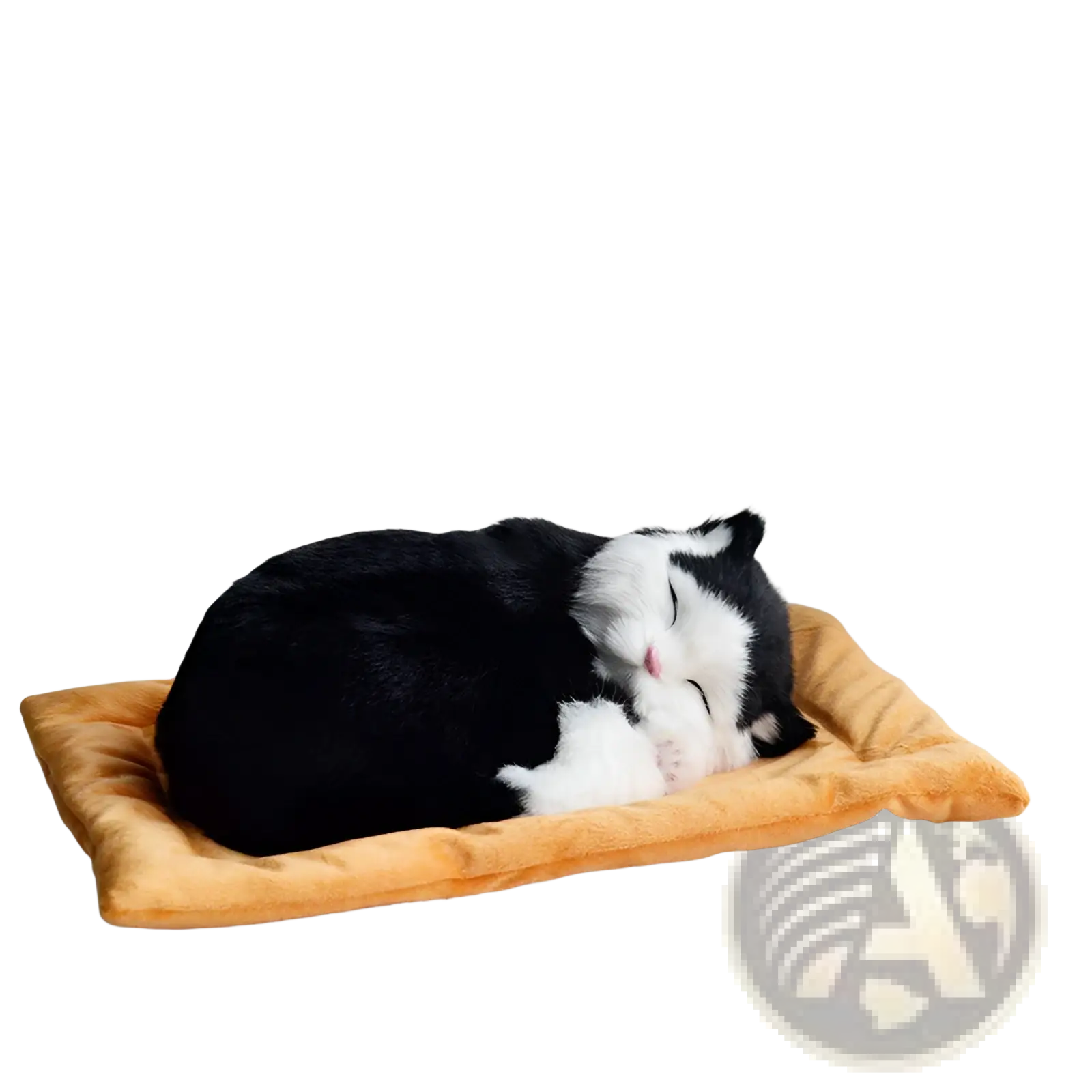 Realistic Breathing Plush Cat Figurine with Pet Bed