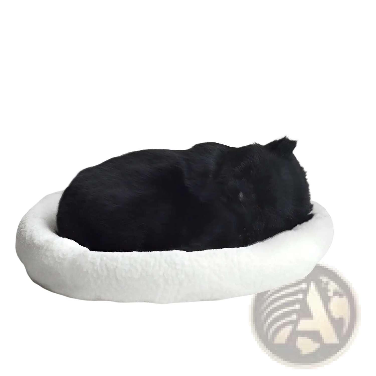 Realistic Breathing Plush Cat Figurine with Pet Bed