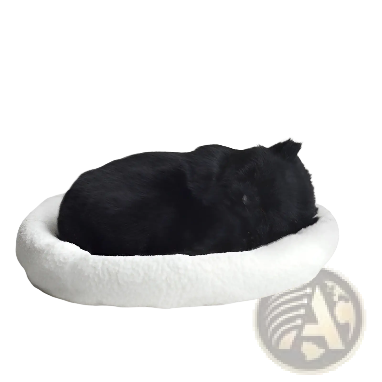 Realistic Breathing Plush Cat Figurine with Pet Bed