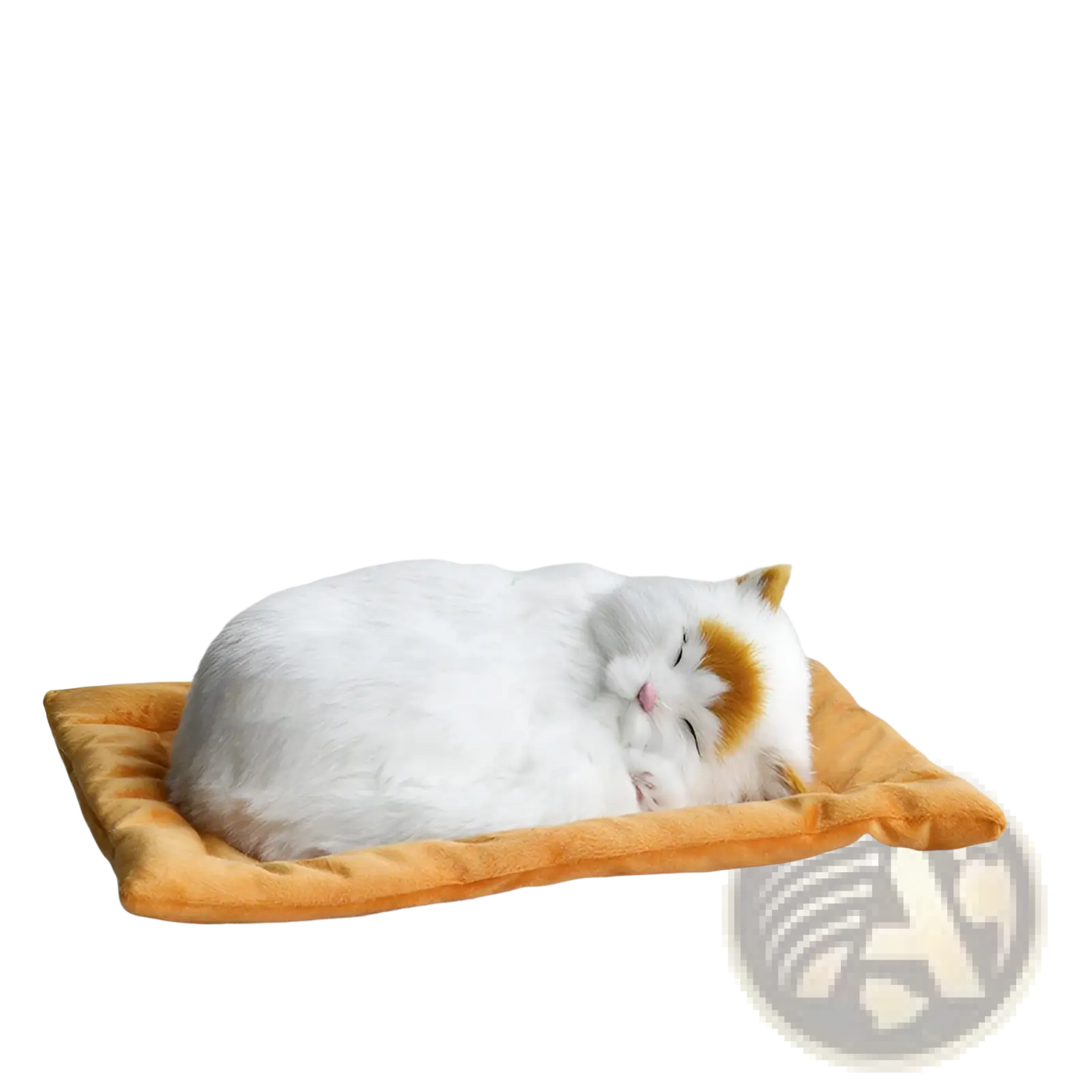 Realistic Breathing Plush Cat Figurine with Pet Bed