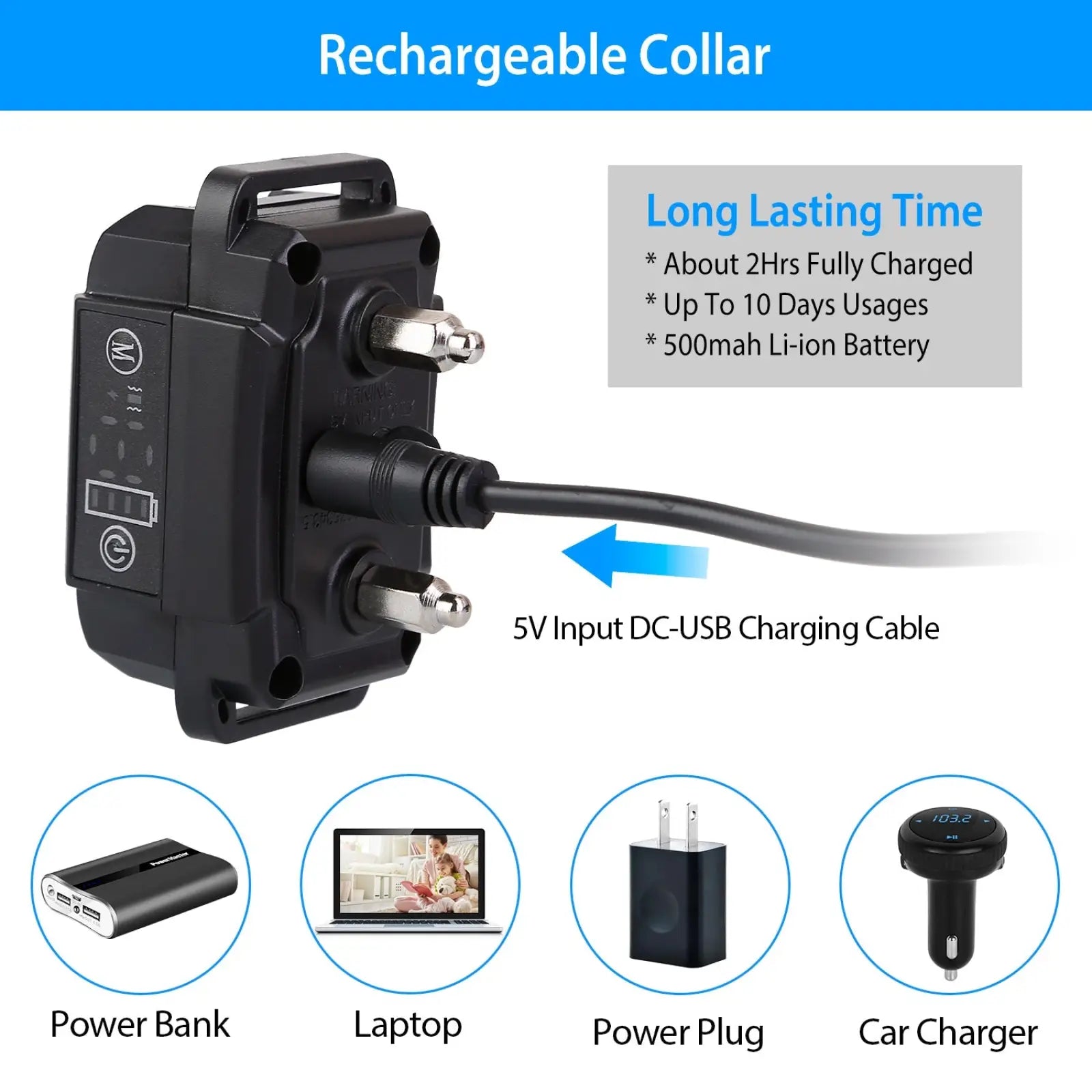 Rechargeable Smart Dog Bark Collar with Dual Training Modes