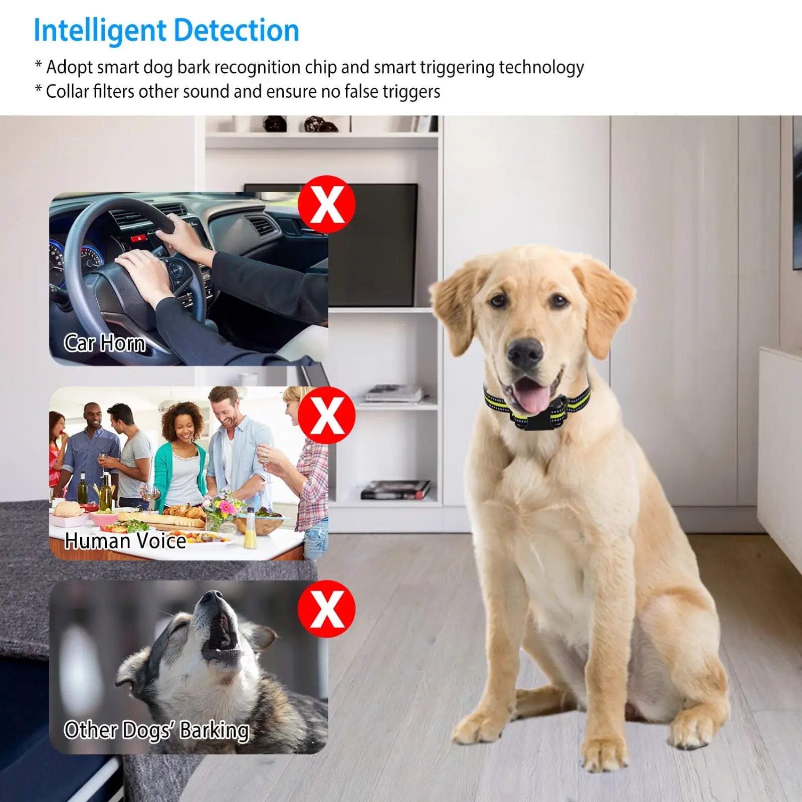 Rechargeable Smart Dog Bark Collar with Dual Training Modes