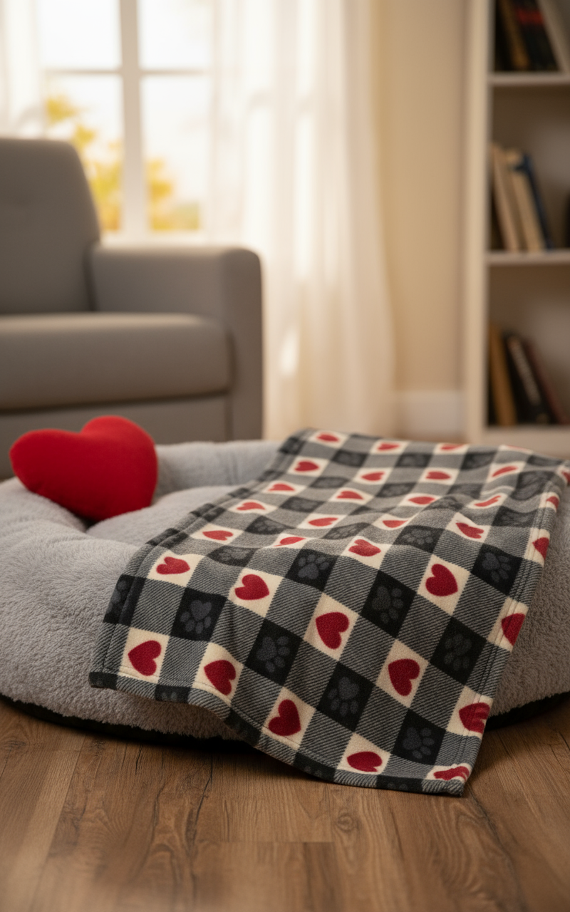 Dog Blanket - red heart