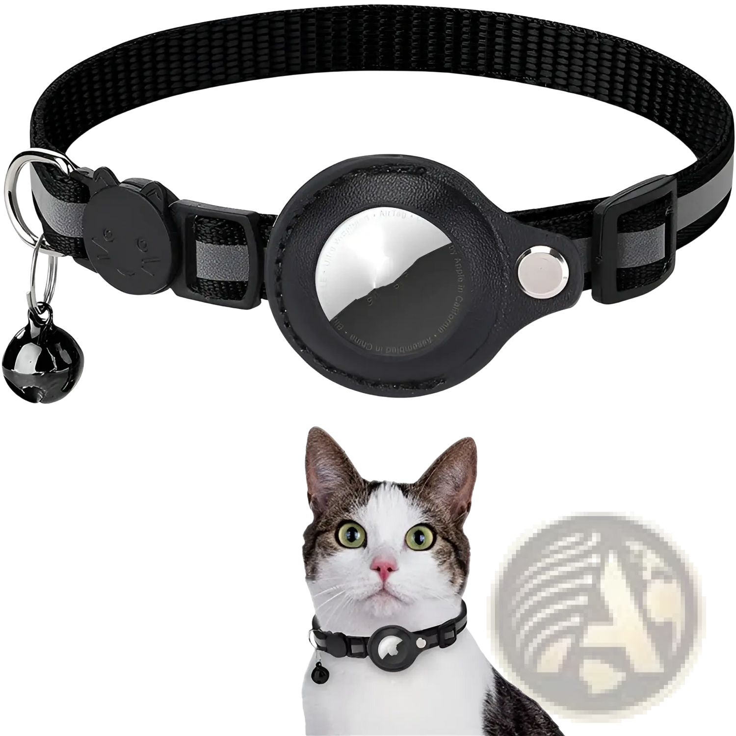 Reflective Airtag Cat Collar with Safety Buckle