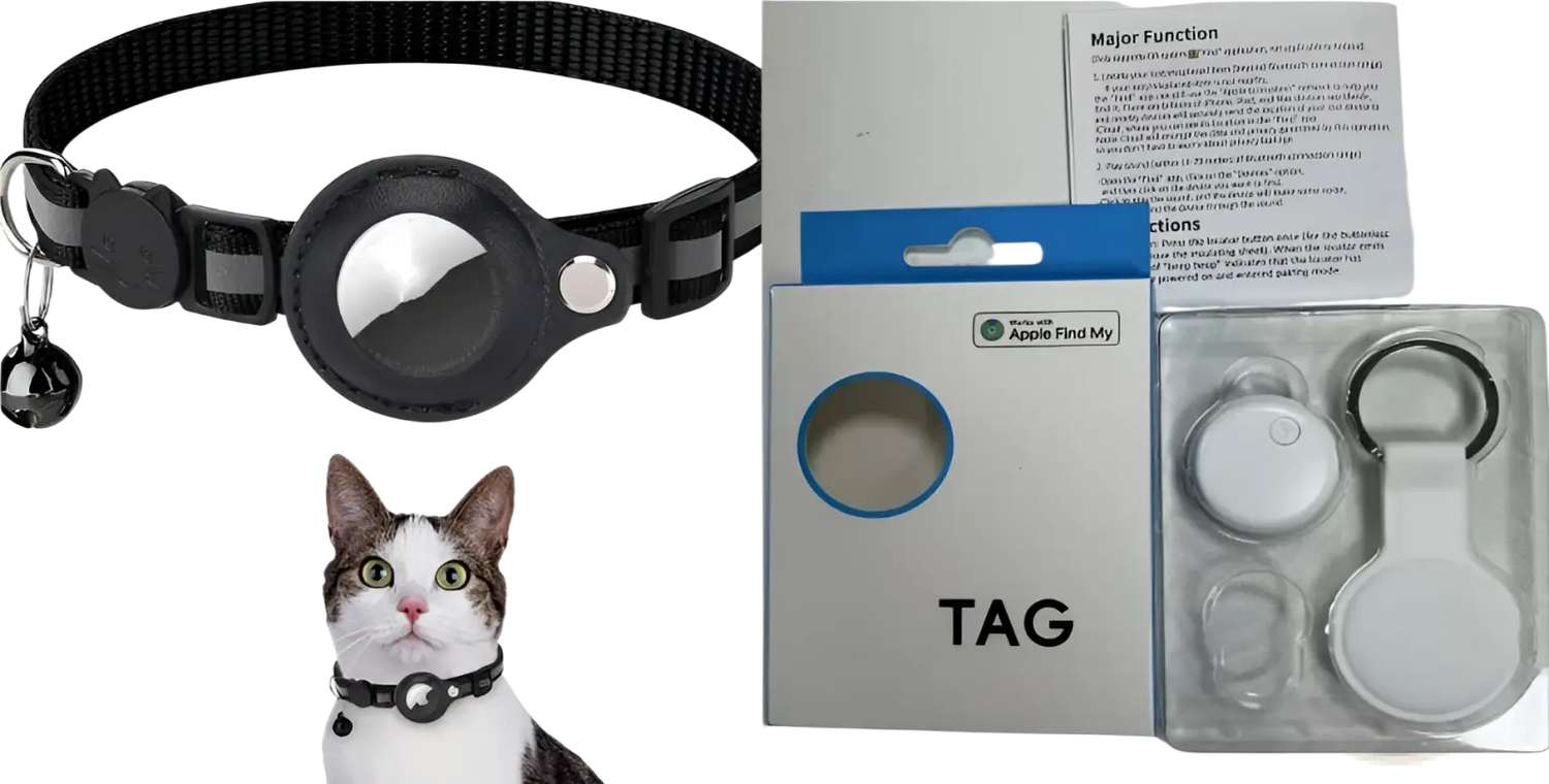 Reflective Airtag Cat Collar with Safety Buckle