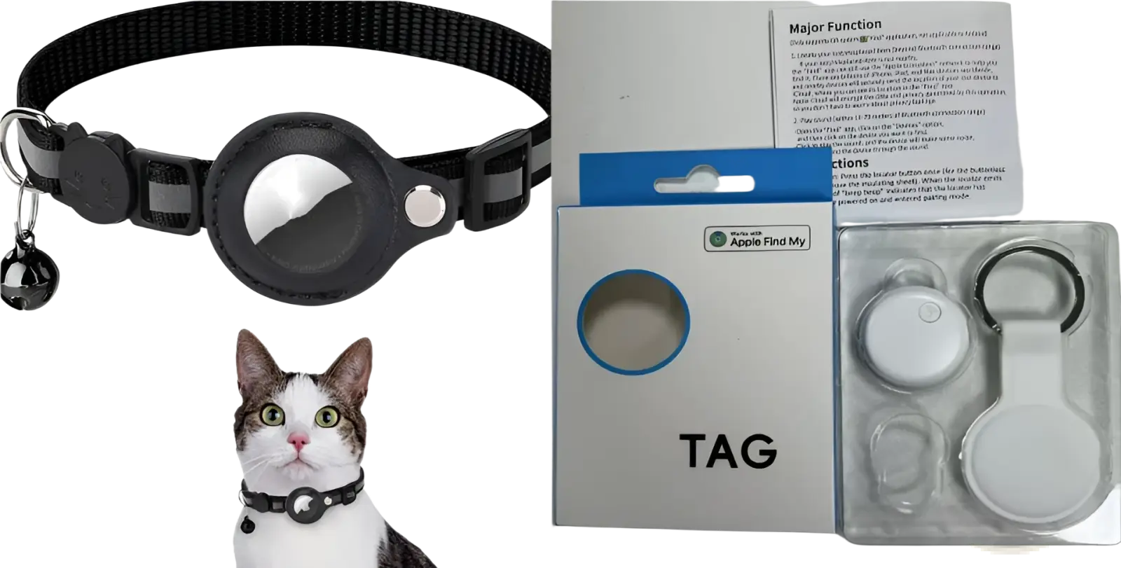 Reflective Airtag Cat Collar with Safety Buckle