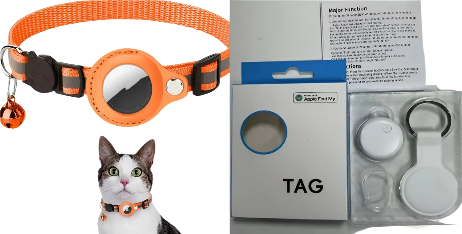 Reflective Airtag Cat Collar with Safety Buckle