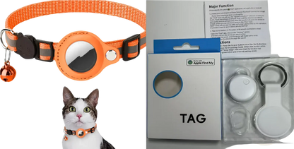 Reflective Airtag Cat Collar with Safety Buckle