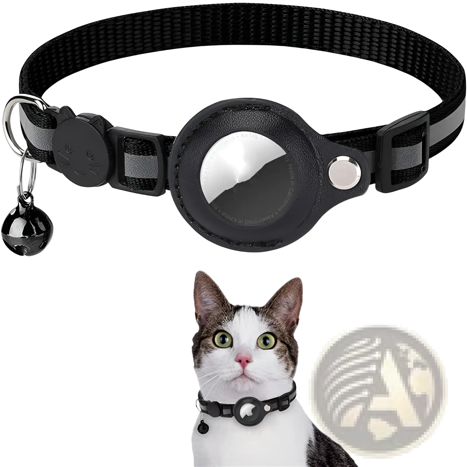 Reflective Airtag Cat Collar with Safety Buckle