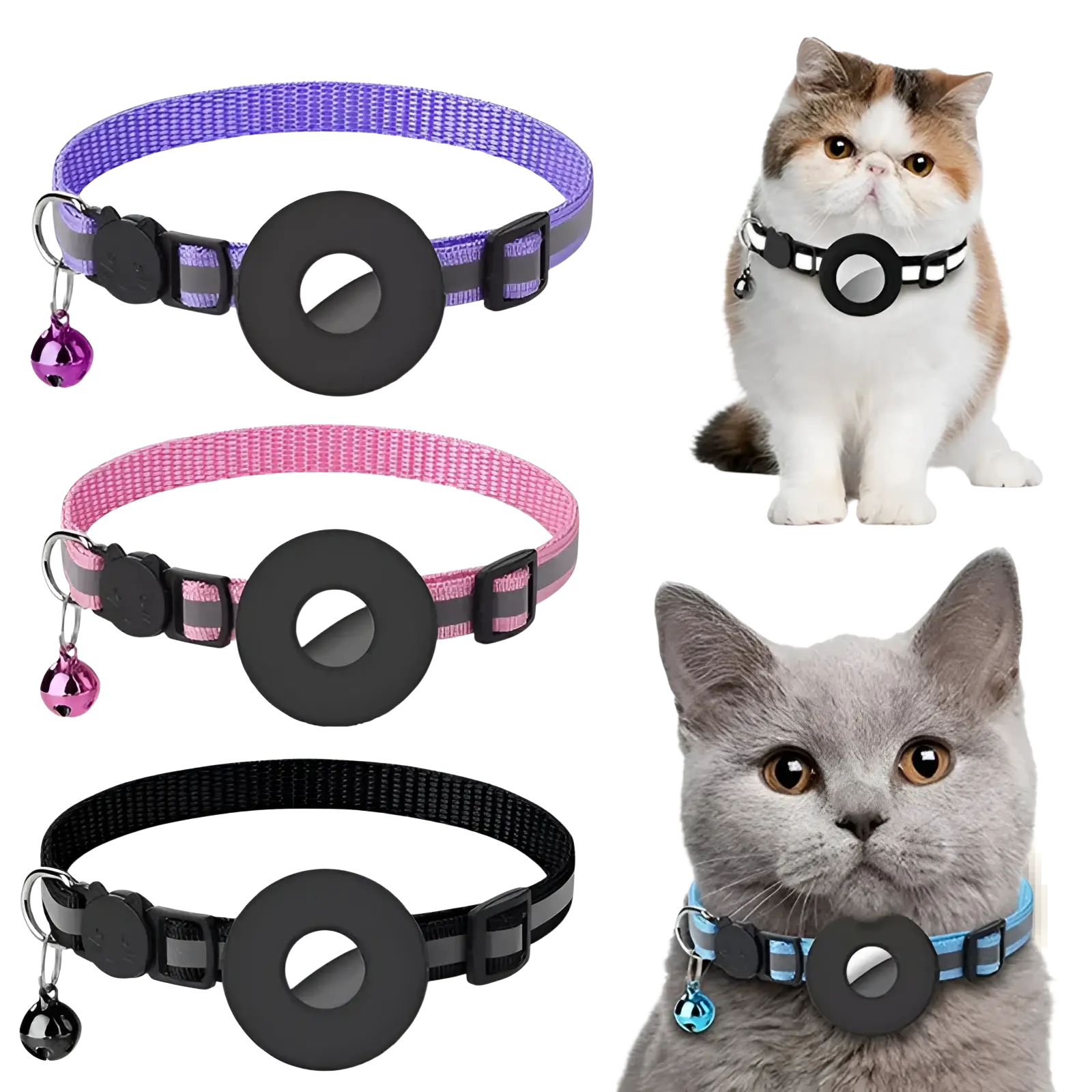 Reflective Airtag Cat Collar with Safety Buckle