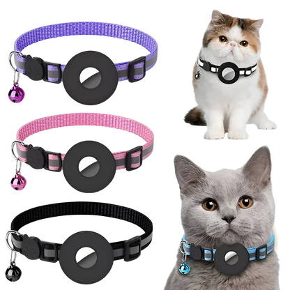 Reflective Airtag Cat Collar with Safety Buckle