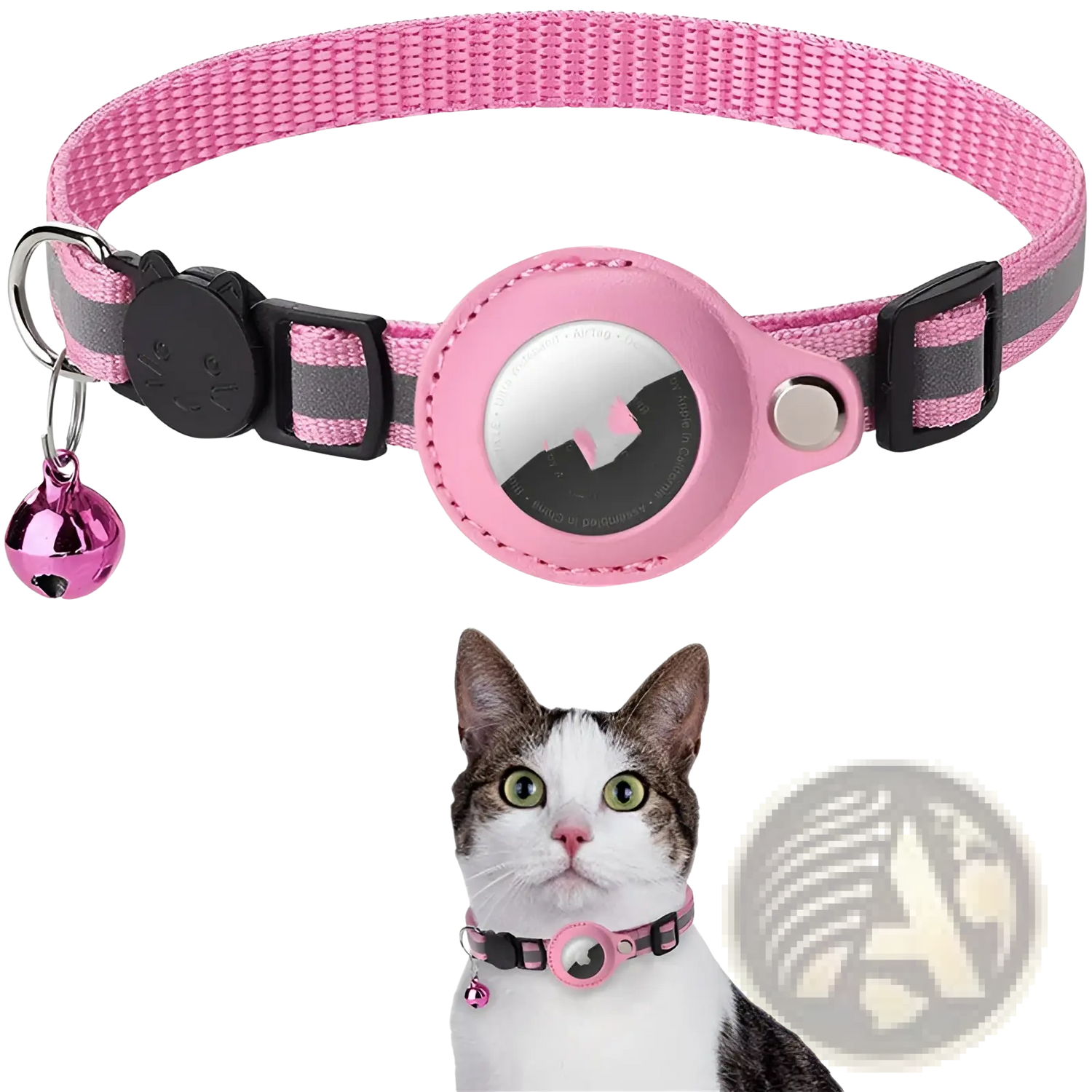 Reflective Airtag Cat Collar with Safety Buckle