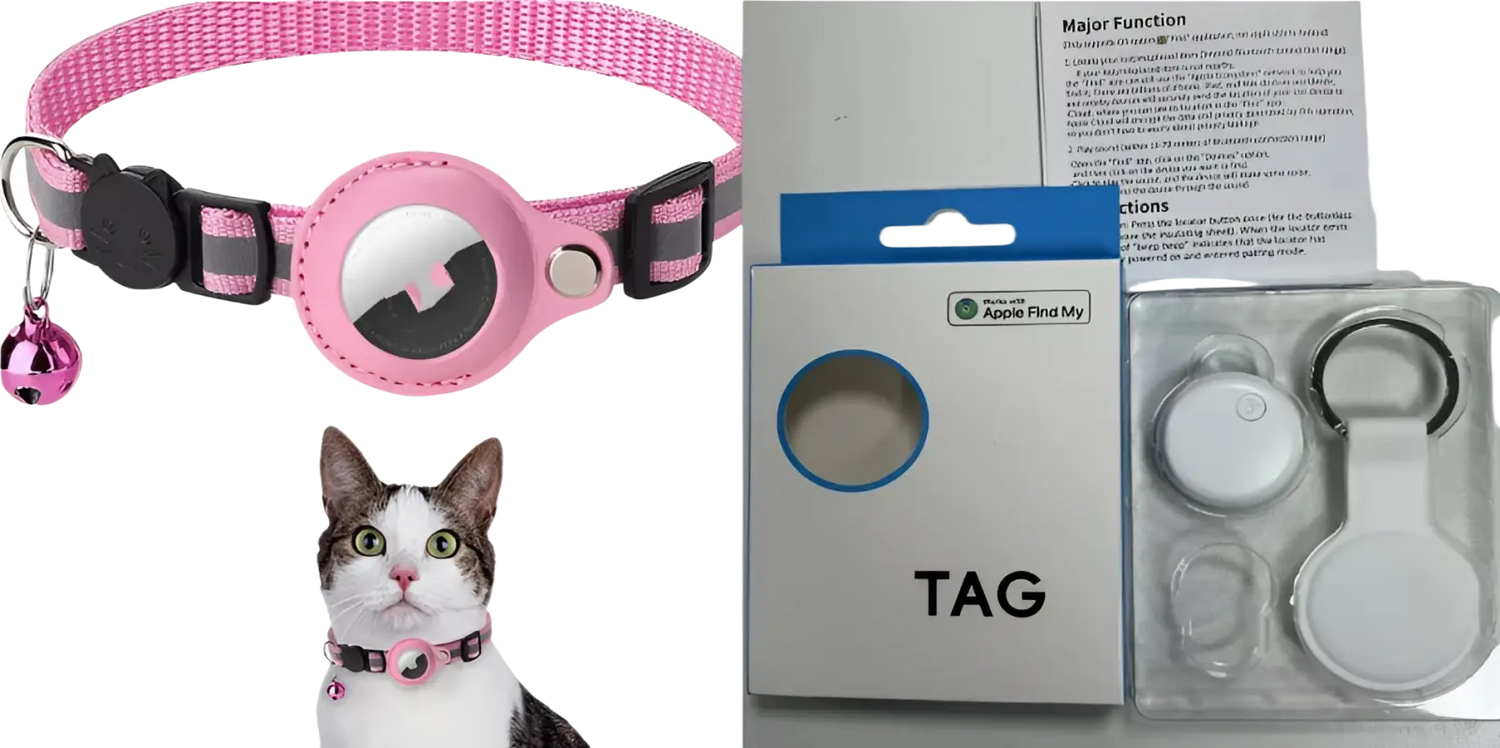 Reflective Airtag Cat Collar with Safety Buckle