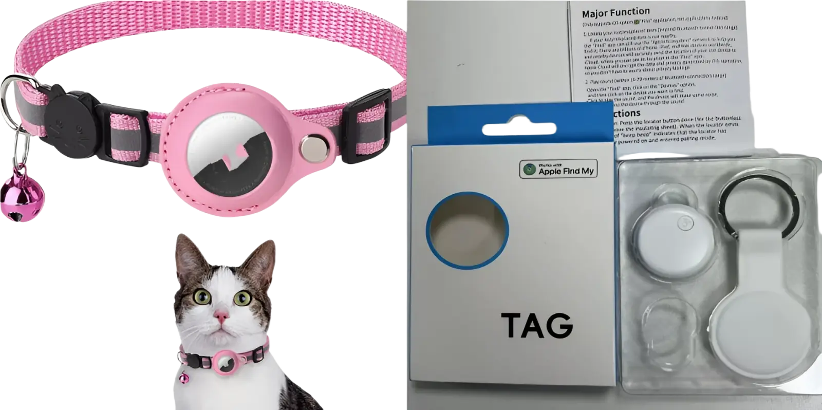 Reflective Airtag Cat Collar with Safety Buckle