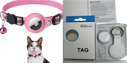 Reflective Airtag Cat Collar with Safety Buckle