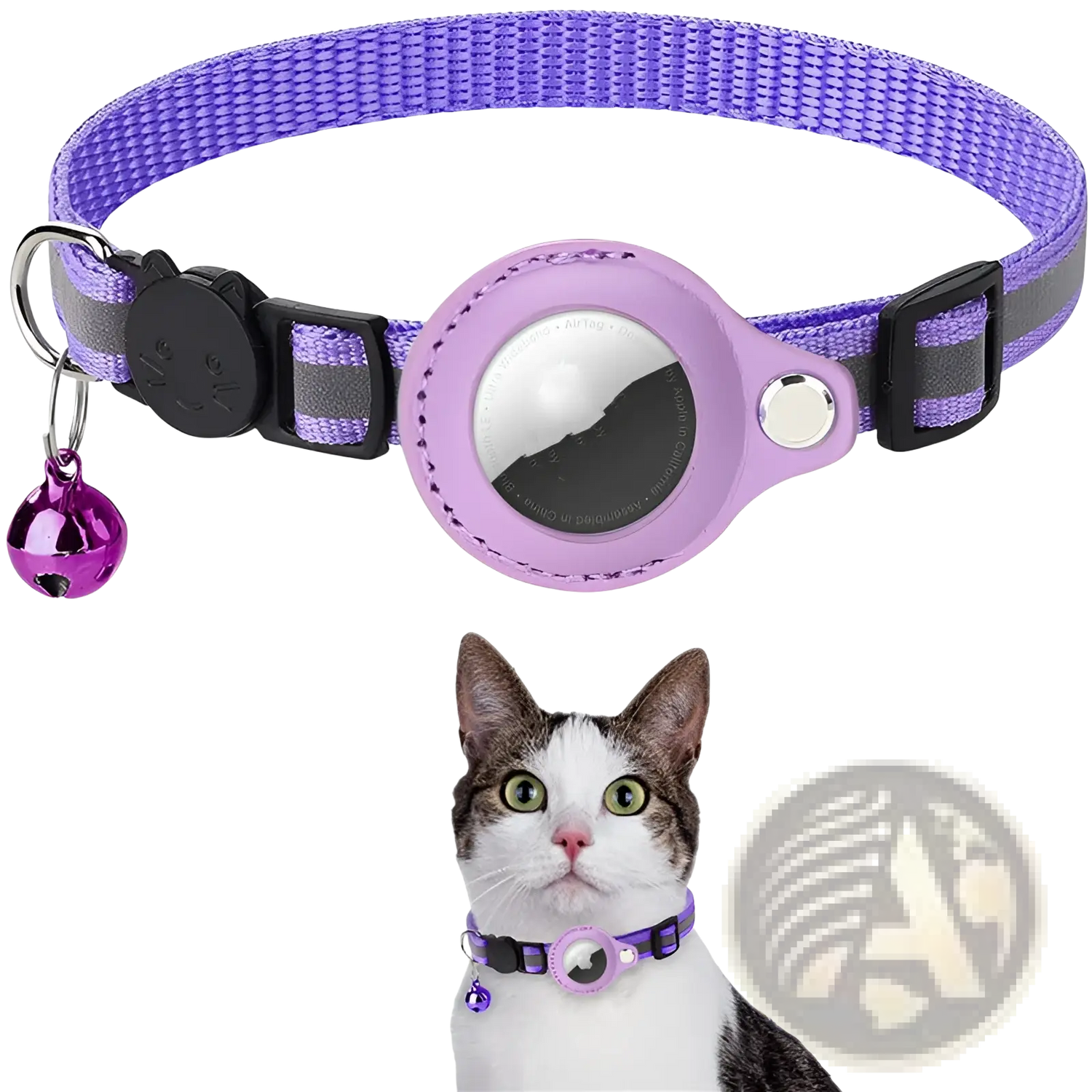 Reflective Airtag Cat Collar with Safety Buckle